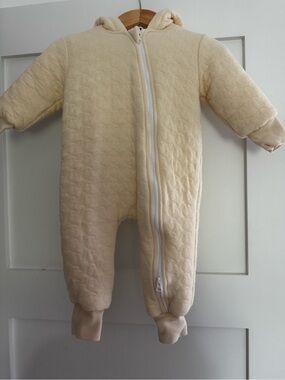 Cozy Cream Quilted Hooded One-Piece for Kids